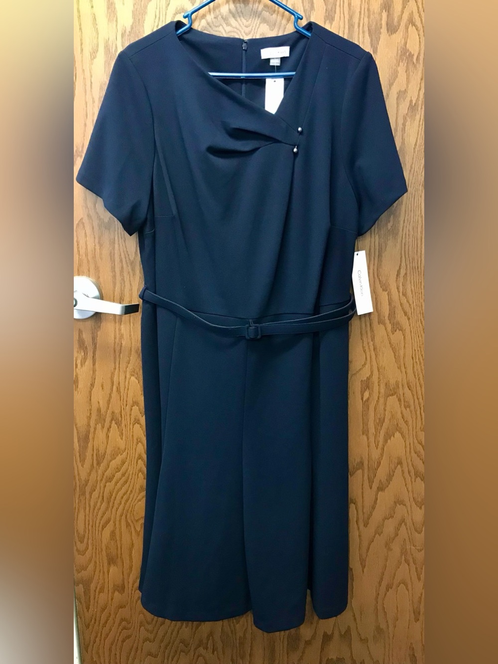Calvin Klein Plus Size Asymmetrical Neck A-Line Midi Dress Sz 20W NWT.